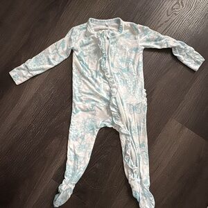 Posh Peanut Blue Floral Kids One Piece Footie